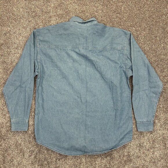 Sierra Pacific Women's Long Sleeves Button Up Denim Shirt Size L Blue Cotton GUC - Picture 6 of 11